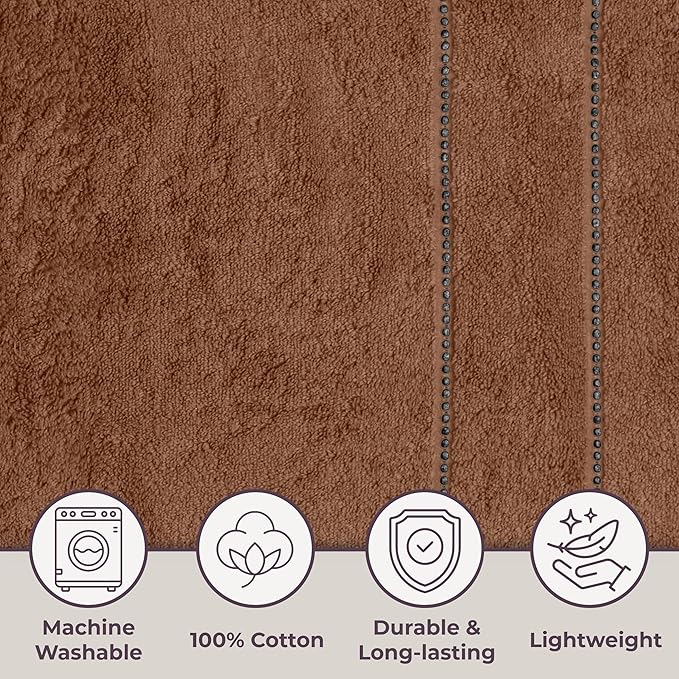 Lavish Home 6 Piece Bathroom Towels Set - 525GSM 100% Cotton Bathroom Essentials - 2 Bath Sheets, 2 Hand Towels, and 2 Wash Cloths for Bath, Shower, Gym, Spa, and Dorm Room (Chocolate)