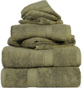 Superior Egyptian Cotton Pile 6 Piece Towel Set, Includes 2 Bath, 2 Hand, 2 Face Towels/ Washcloths, Ultra Soft Luxury Towels, Thick Plush Essentials, Guest Bath, Spa, Hotel Bathroom, Forest Green