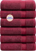 KAHAF COLLECTION 100% Cotton Bath Towels, 24x48 Pack of 6 Towels, Quick Dry, Highly Absorbent, Soft Feel Towel, Gym, Spa, Bathroom, Shower, Pool, Luxury Soft Towels (Burgundy, 24x48-6 Pack)