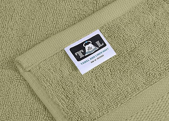 Towel and Linen Mart 4 Pieces Bath Towel Sets - Sage Green - 2 ply Low Twist Luxurious,Quick Dry, Extra Absorbent, 100% Ring Spun Cotton 600 GSM (27 x 54, Pack of 4)