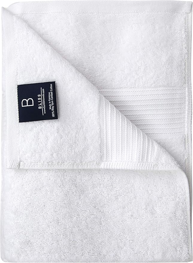 Luxury Oversized Bath Towels | 650 GSM, 34" x 56" | Hotel Quality, Soft & Highly Absorbent | Quick Dry, Thick, Combed Cotton Bathroom Towels | White - 4 Pack