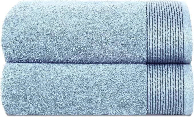Belizzi Home Ultra Soft 2 Pack Oversized Bath Towel Set 28x55 inches, 100% Cotton Large Bath Towels, Ultra Absorbant Compact Quickdry & Lightweight Towel, Ideal for Gym Travel Camp Pool - Sky Blue
