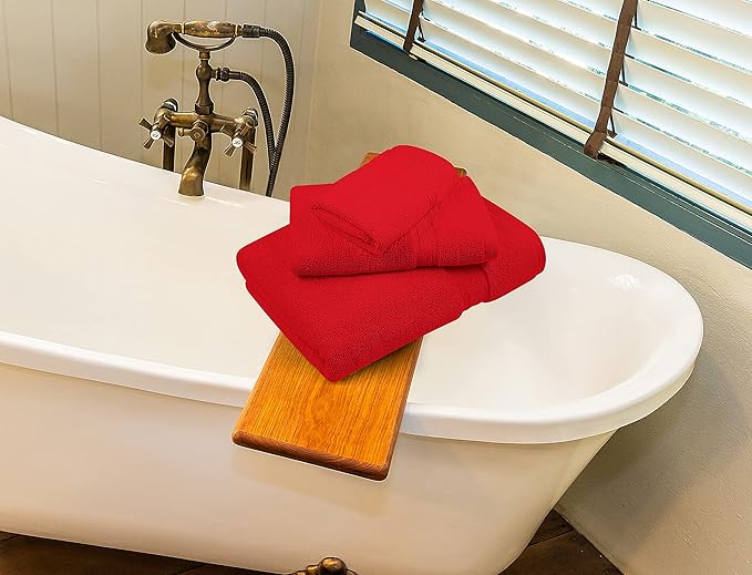 Towel and Linen Mart Burgundy Towel Sets, 2 Bath Towels 2 Hand Towels and 4 Washcloths 2 Ply Low Twist 600 GSM Ring Spun Highly Absorbent for Bathroom Hotel Shower Towel (8 Pack)