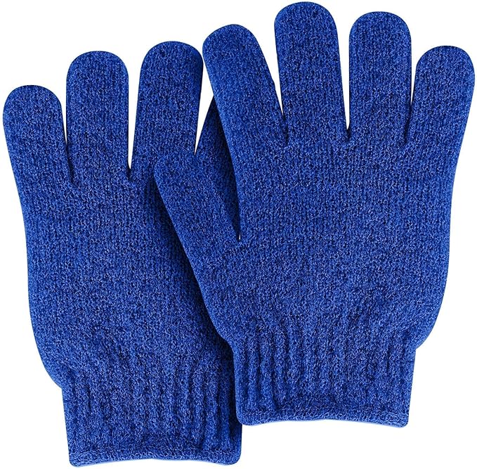 MOLOPPO 2 PCS Exfoliating Glove, Scrub Gloves Exfoliating, loofah, Body Exfoliator, Bath Gloves（Midnight Blue）