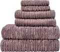 SKL Home CloudSoft 100% Cotton Luxury 6-Piece Towel Set, 600 GSM, Ultra Plush & Absorbent - 2 Bath Towels, 2 Hand Towels, 2 Washcloths, Soft Plum