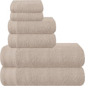 Ultra Soft 6 Pack Cotton Towel Set, Contains 2 Bath Towels 28x55 inch, 2 Hand Towels 16x24 inch & 2 Wash Coths 12x12 inch, Ideal Everyday use, Compact & Lightweight - Tan