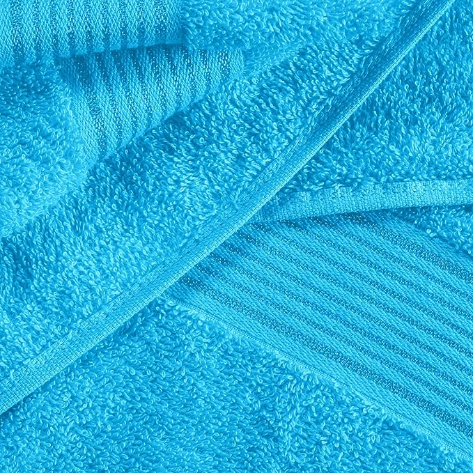 Elvana Home Ultra Soft 6 Pack Cotton Towel Set, Contains 2 Bath Towels 28x55 inch, 2 Hand Towels 16x24 inch & 2 Wash Coths 12x12 inch, Ideal for Everyday use, Compact & Lightweight - Turquoise Blue