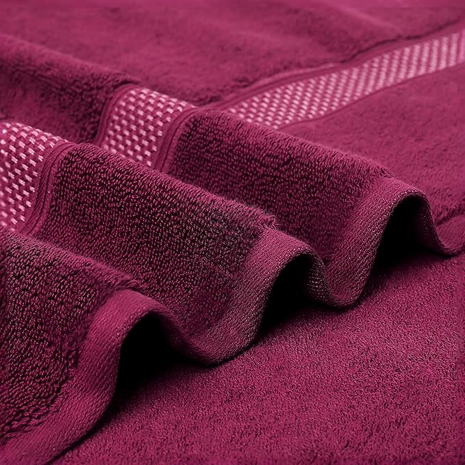 Fluffy Cotton Bath Towels Set650GSM,2-Piece Set, Thickened and Enlarged(31.5x63 inches),Super Absorbent,Soft,Suitable for Hotel, Bathroom, Swimming Pool, SPA,Gift(Dark Red)