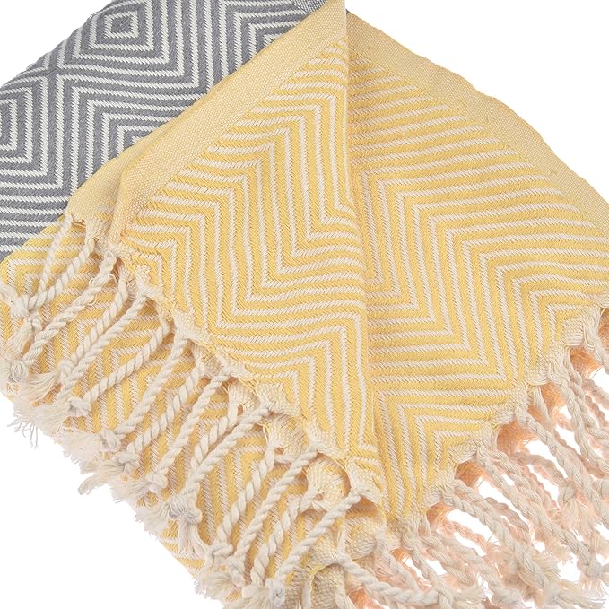 Personalized Embroidered Beach Towel | Throw Blanket, Easy Carry Sand Free, Highly Absorbent, Quick Dry, Turkish Towels for Camping Bath Sauna Beach Gym Pool Yoga SPA by Lahammam, Newdiz, Yellow