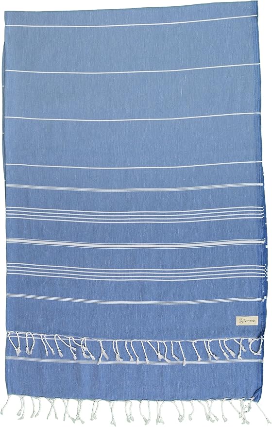 Bersuse Towels Anatolia XL Beach Blanket Throw Blanket Turkish Towel 100% Cotton Extra-Large Quick-Dry Lightweight Premium Peshtemal Towel - 61x82 Inches, Grey Blue (Set of 6)