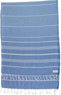 Bersuse 100% Cotton Anatolia XL Throw Blanket Turkish Towel - 61x82 Inches, Grey Blue