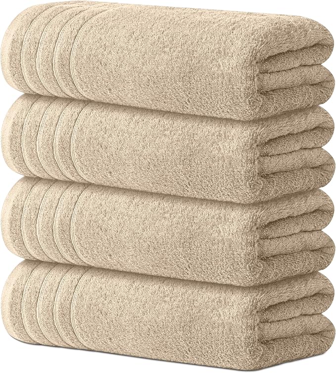 Avalon Towels Bath Towels Set of 4, Size 30 x 60 Inches, Highly Soft and Absorbent, Quick Drying, Lightweight, Perfect for Daily Use