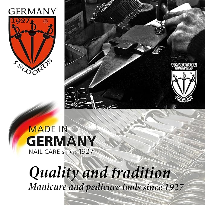3 Swords Germany - brand quality 6 piece manicure pedicure kit set for professional finger & toe nail care with synthetic leather case - Made in Germany - pink