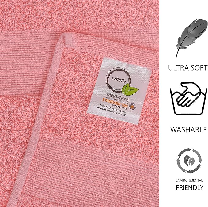 Softolle 100% Cotton Luxury Bath Sheets - Pack of 2 (35" x 70") | Super Soft, Quick-Dry & Highly Absorbent Towels for Bathroom, Home, Spa & Gym (Pink)