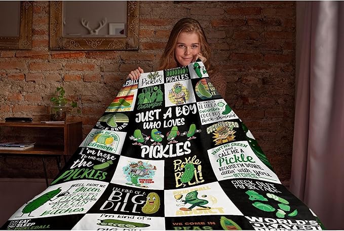 Pickle Flannel Fleece Blanket Throw Couch Microfiber Soft Cozy Lightweight Luxury Bed Blanket 60"x50"for Teen