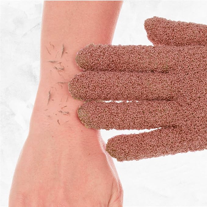 4 Pairs Exfoliating Gloves, 100% Nylon, Dual Texture Body Scrub for Spa, Massage & Dead Skin Removal, Multi-Color Shower Bath Accessories (Blush/Rose Gold)