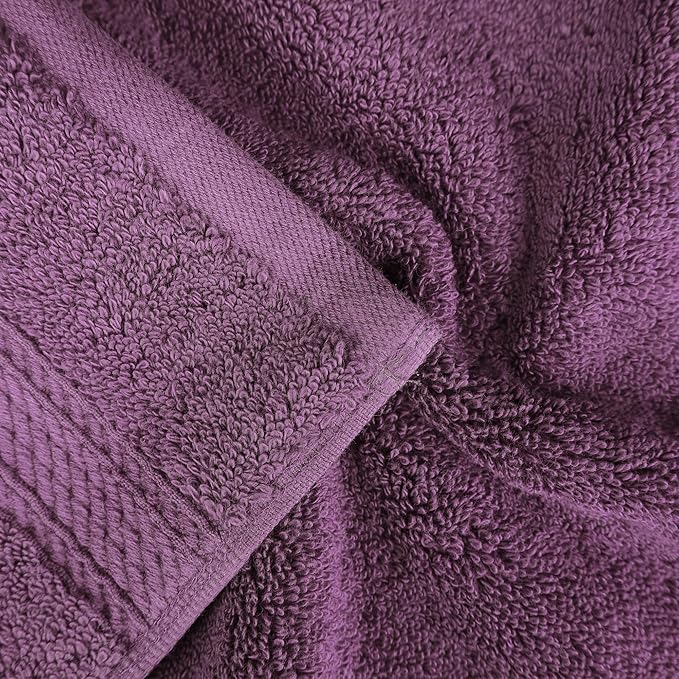 Superior Egyptian Cotton Pile 9 Piece Towel Set, Includes 3 Bath, 3 Hand, 3 Face Towels/Washcloths, Ultra Soft Luxury Towels, Thick Plush Essentials, Guest Bath, Spa, Hotel Bathroom, Plum