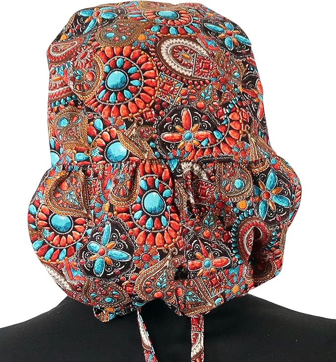 Sparkling EARTH Big Hair Ponytail Classic Surgical Style Scrub Working Cap - Made in The USA!!!