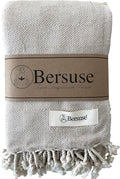 Bersuse 100% Cotton Milas XL Throw Blanket for Couch - 100% Cotton Lightweight Durable Throw Blanket, Big Blanket for Sensitive Skin, Decorative and Versatile - 60x90 Inches, Beige