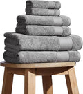 BIOWEAVES 100% Organic Cotton 700 GSM Plush 6-Piece Towel Set GOTS Certified, 2 Bath Towels, 2 Hand Towels & 2 Washcloths - Light Grey
