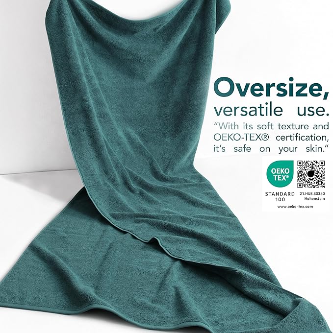 American Soft Linen 100% Cotton 600 GSM Turkish 40x80 Oversized Bath Towel Sheet, Extra Large Adult Towels for Bathroom, Teal Bath Sheet