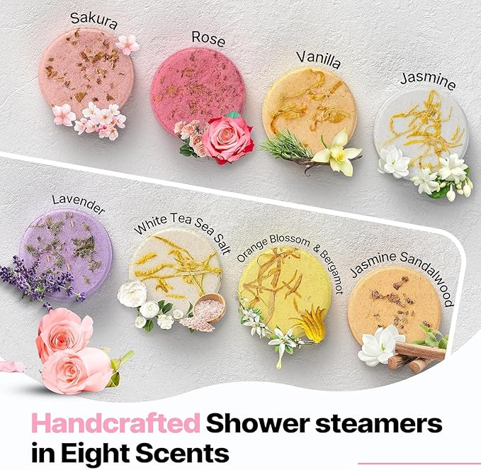 Shower Steamers Aromatherapy SWCANDY 8 Pack Mothers Day Gifts for Mom - Wife, Daughter, Grandma, Women, Sister and Teen Girls Natural Essential Oils Home Spa Self Care Stress Relief Relaxation