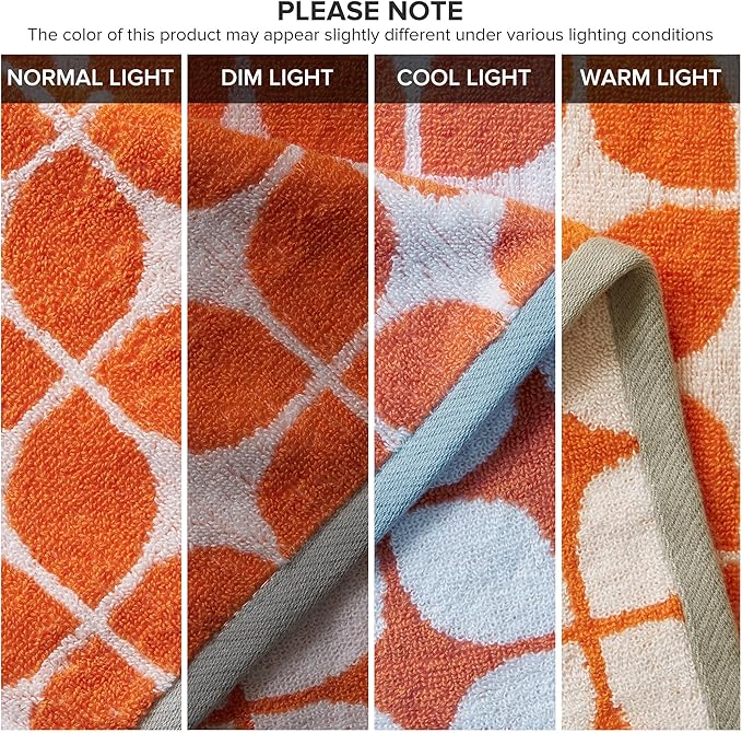 Intelligent Design Lita Cotton Bathroom Towels , Jacquard Highly Absorbent Bath Towel Set , 6-Piece Include 2 Bath Towels & 4 Hand Towels , Orange Grey