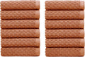 COTTON CRAFT Waffle Weave Wash Cloth - 12 Pack Luxurious Pure Ringspun Cotton Euro Spa Bathroom Face Towel - Absorbent Quick Dry Gym Shower Bath Kitchen Travel - 12x12 inches - Mocha