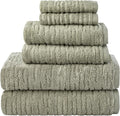 SKL Home CloudSoft 100% Cotton Luxury 6-Piece Towel Set, 600 GSM, Ultra Plush & Absorbent - 2 Bath Towels, 2 Hand Towels, 2 Washcloths, Sage