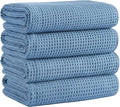 Microfiber Waffle Bath Towels, 4 Pieces, Soft, Absorbent, Fast Drying, Lint Free 430 GSM (Blue)