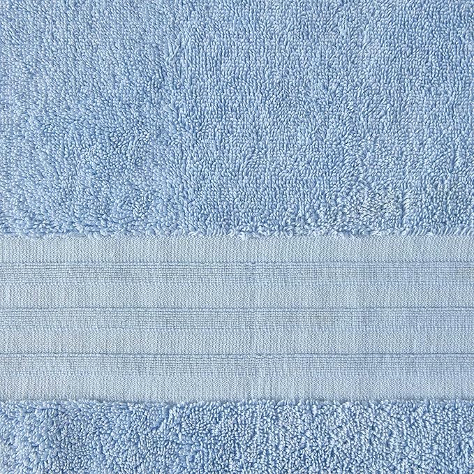 Martha Stewart - Bath Towels, Soft & Absorbent 100% Cotton Towels, Plush 700 GSM, 6-Piece Bathroom Towel Set with Textured Dobby Weave (Skyland Manor Blue)