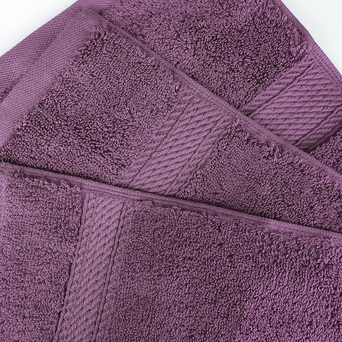 Superior Egyptian Cotton Pile 9 Piece Towel Set, Includes 3 Bath, 3 Hand, 3 Face Towels/Washcloths, Ultra Soft Luxury Towels, Thick Plush Essentials, Guest Bath, Spa, Hotel Bathroom, Plum