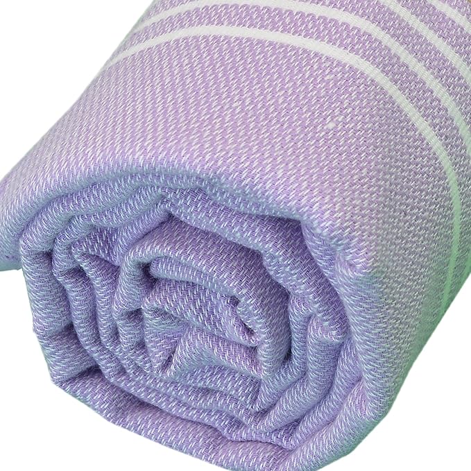 Bersuse Towels Anatolia XL Beach Blanket Throw Blanket Turkish Towel 100% Cotton Extra-Large Quick-Dry Lightweight Premium Peshtemal Towel - 61x82 Inches, Lilac