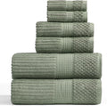 Springtree Home 100% Cotton Towel Set 6 Piece Set | Super Soft & Absorbent Quick-Dry 2 Bath Towels 2 Hand Towels & 2 Washcloths |Textured and Durable Cotton | Krista Collection (Lily Pad Green)