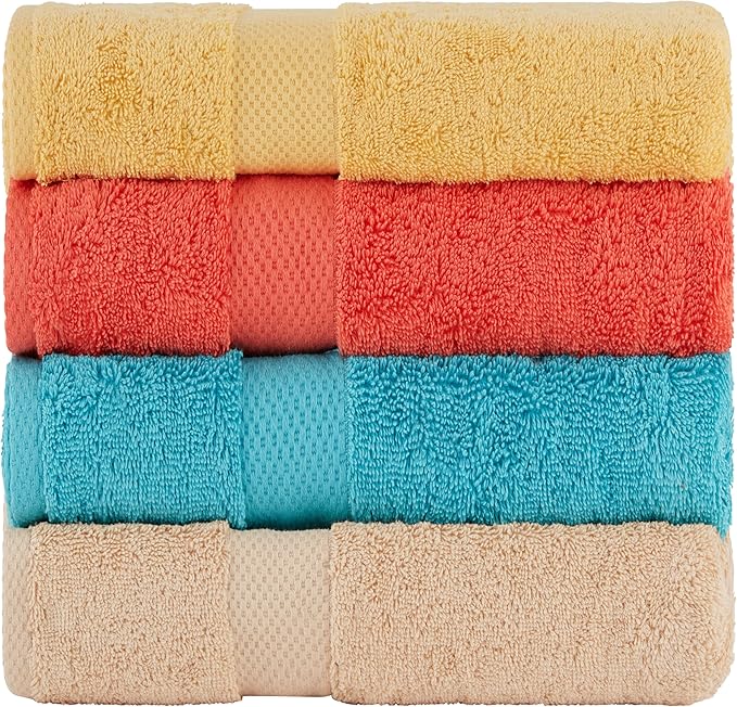BolBom Towels 4 Pack Medium Bath Towel Set, 27“X54” Inches, 500 GSM 100% Ring Spun Cotton, Lightweight and Highly Absorbent Quick Drying Premium Towels for Hotel, Spa,Bath and Bathroom