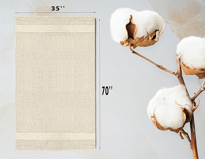 Softolle 100% Cotton Luxury Bath Sheets - Pack of 2 (35" x 70") | Super Soft, Quick-Dry & Highly Absorbent Towels for Bathroom, Home, Spa & Gym (Cream)