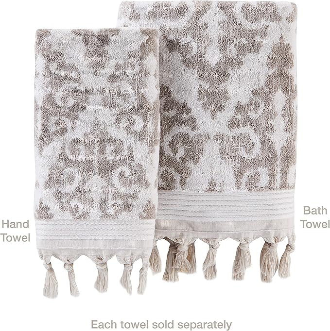 SKL Home Mirage Fringe 100% Turkish Cotton Bath Towel, Taupe 54.00" x 28.00"