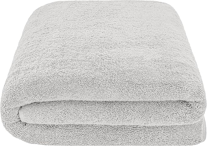 American Soft Linen 100% Cotton 600 GSM Turkish 40x80 Oversized Bath Towel Sheet, Extra Large Adult Towels for Bathroom, Silver Gray Bath Sheet