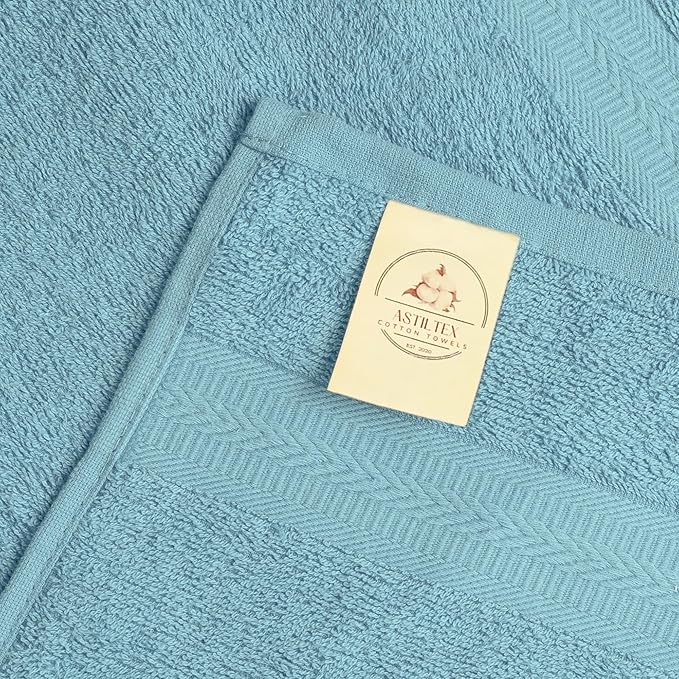 Medium Bath Towels Pack of 6 – 24x48 Inches – Soft, Quick Dry & Highly Absorbent – 100% Cotton Towels for Bathroom, Spa, Gym & Hotel – Aqua Blue