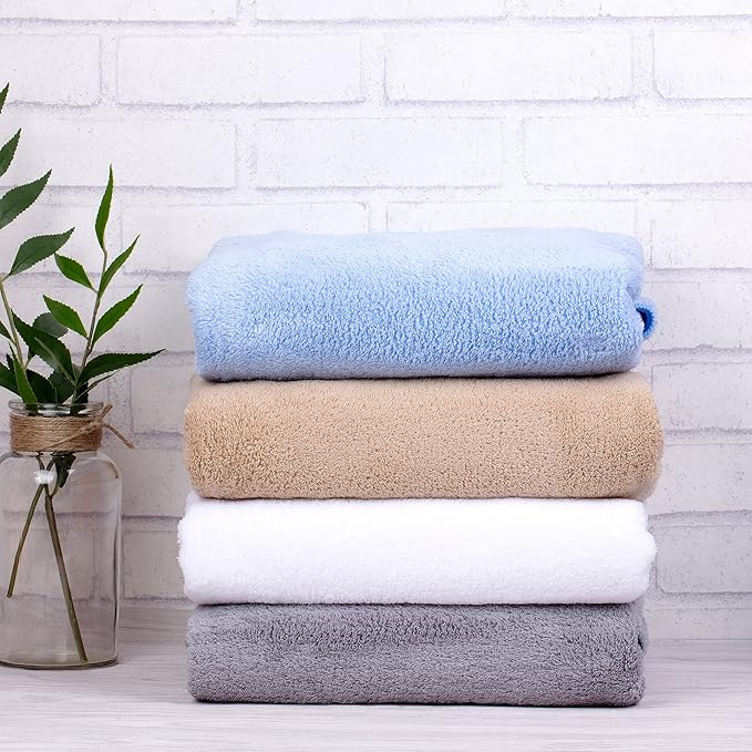 JML Large Bath Towels, 2 Pack, 30"x60" - 350GSM, Micro Fiber Fleece Towel Set with Hanging Loop - Soft, Absorbent, Lint-Free, No Fading, Perfect for Shower, Sauna, Gym, Pool, Hotel, SPA, Grey