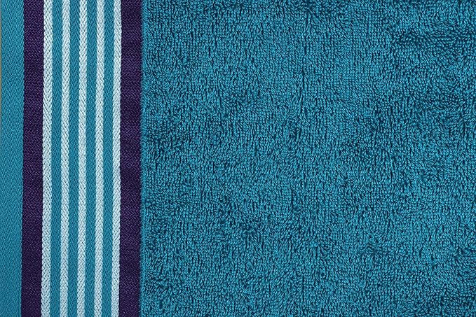 CASA COPENHAGEN He & She 6Pcs 100% Egyptian Cotton Large Designer Towels Gift Set- Violet - Cyan, 550GSM, 2Bath 2Hand 2Washcloths, Bath Towels for Bathroom (Gift Set for Women & Men)