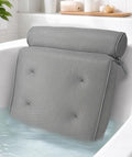 Everlasting Comfort Luxury Bath Pillows for Tub with Head and Neck Support - Non-Slip Bathtub Pillow with Suction Cups, Quick-Drying Mesh & Drying Hook - Jacuzzi & Spa Accessories for Women - Gray