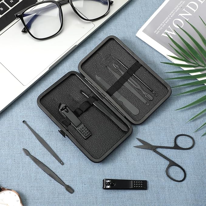 Nail Clippers Sets Manicure Stainless Steel Nail Grooming Cutter Kit Travel Pedicure Care Tools Accessories File Tip Tweezers Cuticle Pusher for Women Dad Men Teen Boys Boyfriend