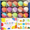 12-Piece Bath Bomb Gift Set for Kids, Bath Bombs for Kids with Surprise Inside, 12 Pack Kid Bath Bombs Gift Set, Organic Colorful Bubble Bath Fizzy Ball, Fun Educational Toy Fizzy (#E(15PC))