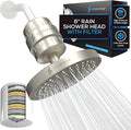 SparkPod Luxury Filtered Shower Head Set 23 Stage Shower Filter - Reduces Chlorine and Heavy Metals - High Pressure Showerhead Filter (6" Round, Elegant Brushed Nickel)