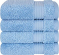 Cotton Paradise 100% Cotton Turkish Washcloth Set for Bathroom, 4 Piece Soft Absorbent Small Towels Wash Rags, Sky Blue