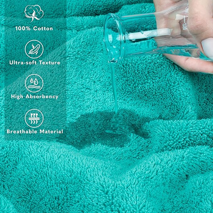 American Soft Linen 100% Cotton 600 GSM Turkish 40x80 Oversized Bath Towel Sheet, Extra Large Adult Towels for Bathroom, Turquoise Bath Sheet