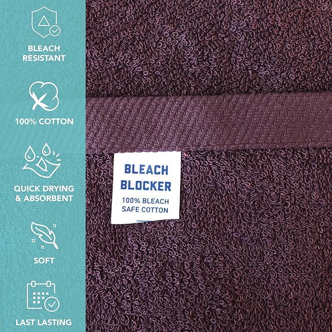 Arkwright Bleach Resistant Salon Towels Bulk - 100% Cotton Hair Towels, Soft, Absorbent, Quick Dry Spa & Barber Towels for Hair Stylist, Nail Salon & Esthetician, 16 x 27, Eggplant (Case of 144)