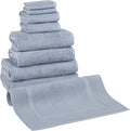 Classic Turkish Towels CTT - 9 Piece Premium Towel Set, 100% Turkish Cotton, Highly Absorbent & Comfy, Includes 2 Bath Towels, 2 Hand Towels, 2 Washcloths, 2 Bath Sheets & 1 Bath Mat | (Blue)