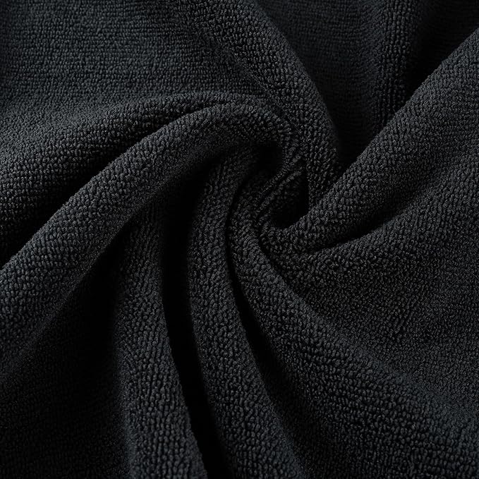 MICROFI New Microfiber Hair Drying Salon Towels, 16 x 29 inches, 4 Pack, Quick Dry, Lint Free 340 GSM (Black)